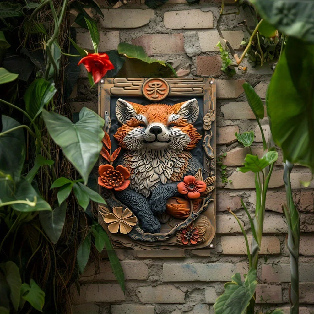 Décoration artistique en métal de style japonais Tanuki Fox Design, panneau en relief haute-02/10/2018 pour la maison, le jardin, la salle de sport, cadeau de Pâques