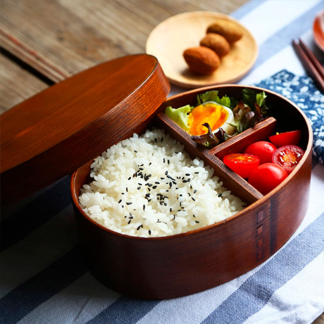 Boîte Bento Traditionnelle en Bois à Compartiments