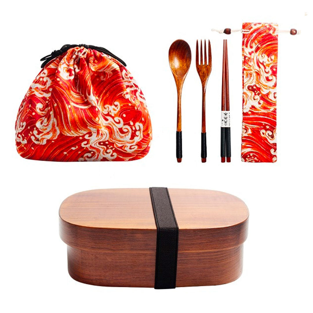 Ensemble Bento Traditionnel Japonais en Bois