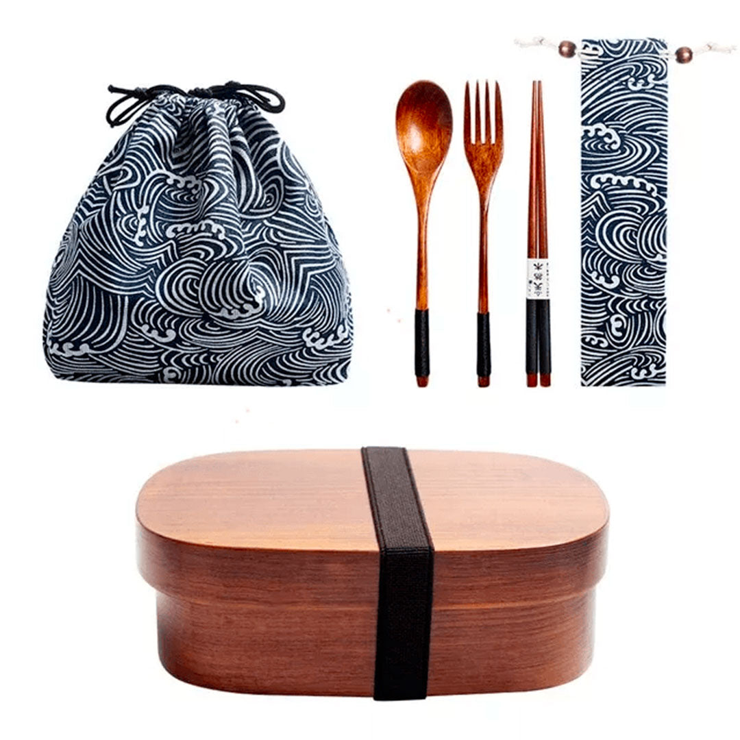 Ensemble Bento Traditionnel Japonais en Bois