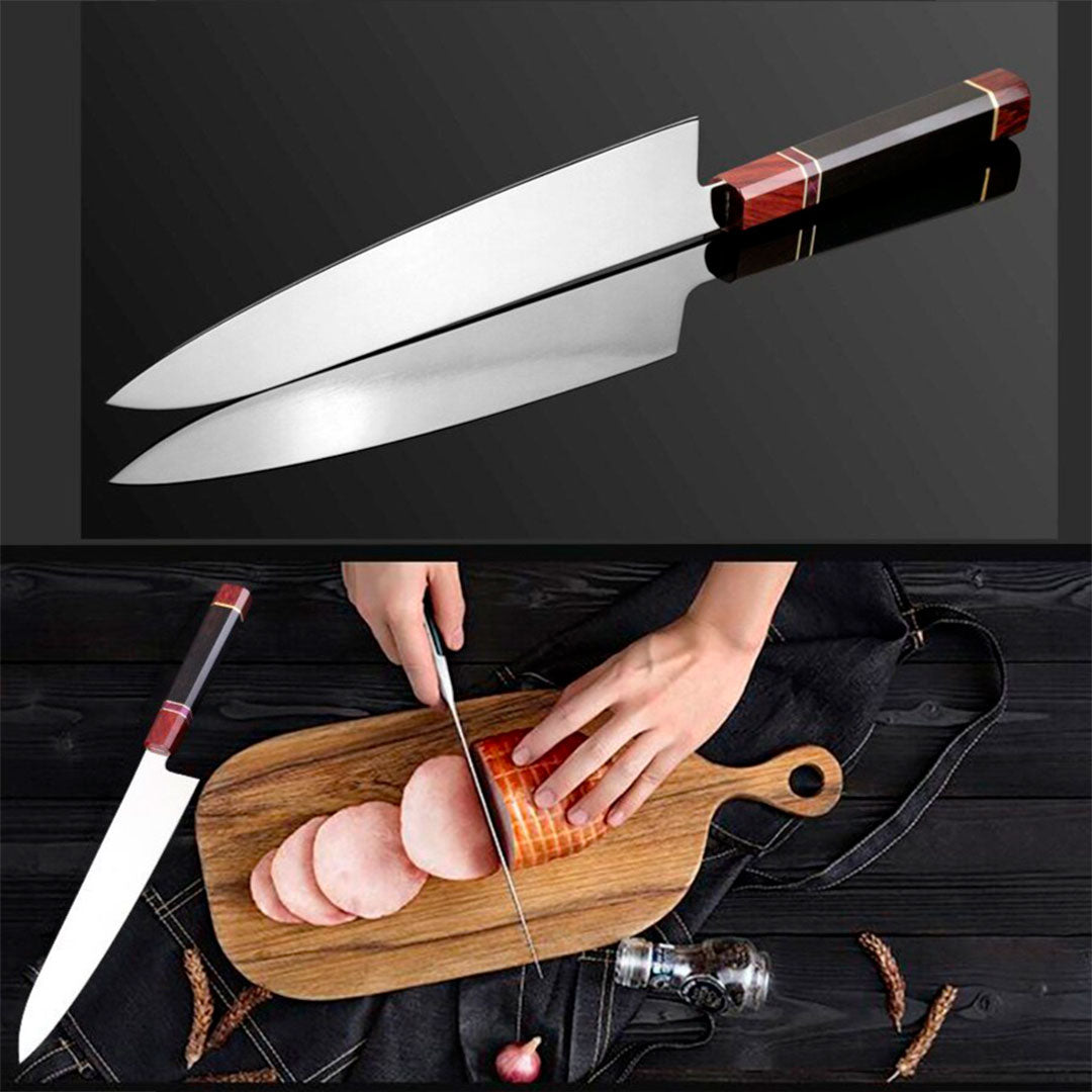 Couteau de chef japonais Gyuto avec manche en bois octogonal