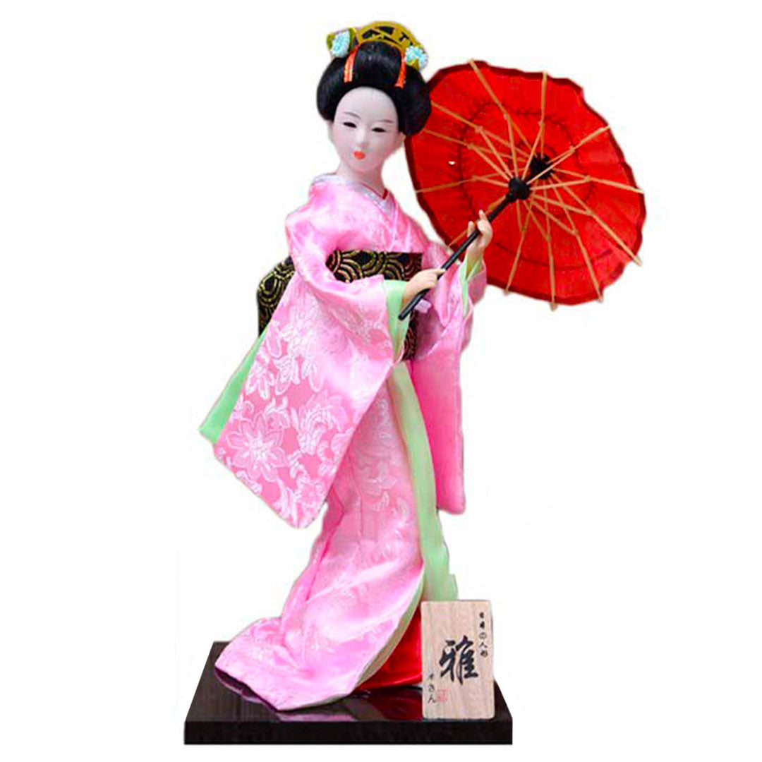 Figurine de Geisha avec Parasol Rouge