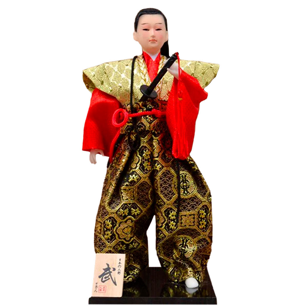 Figurine de Guerrier Japonais en Tenue Traditionnelle Festive