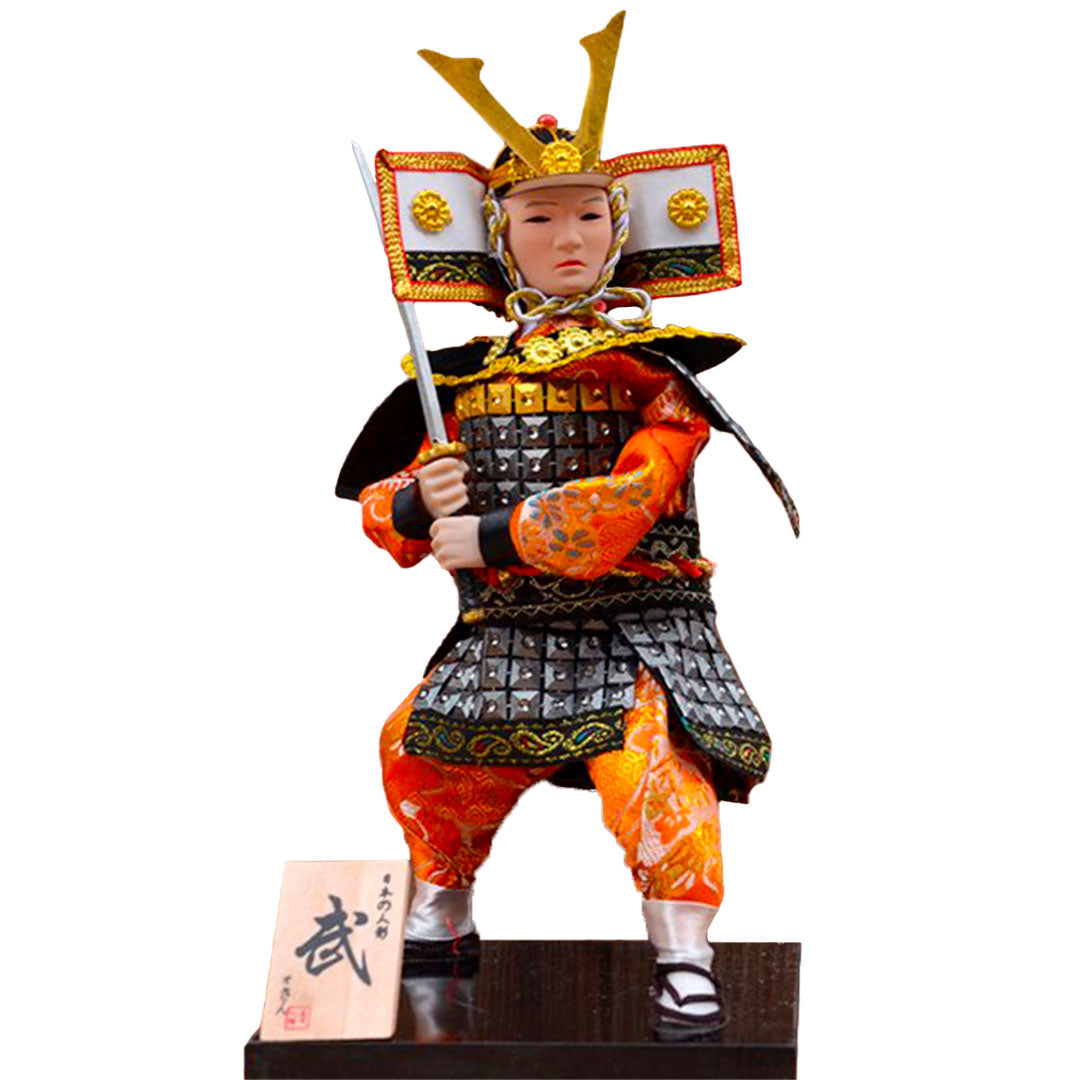 Figurine de Samouraï en Armure de Combat Dorée