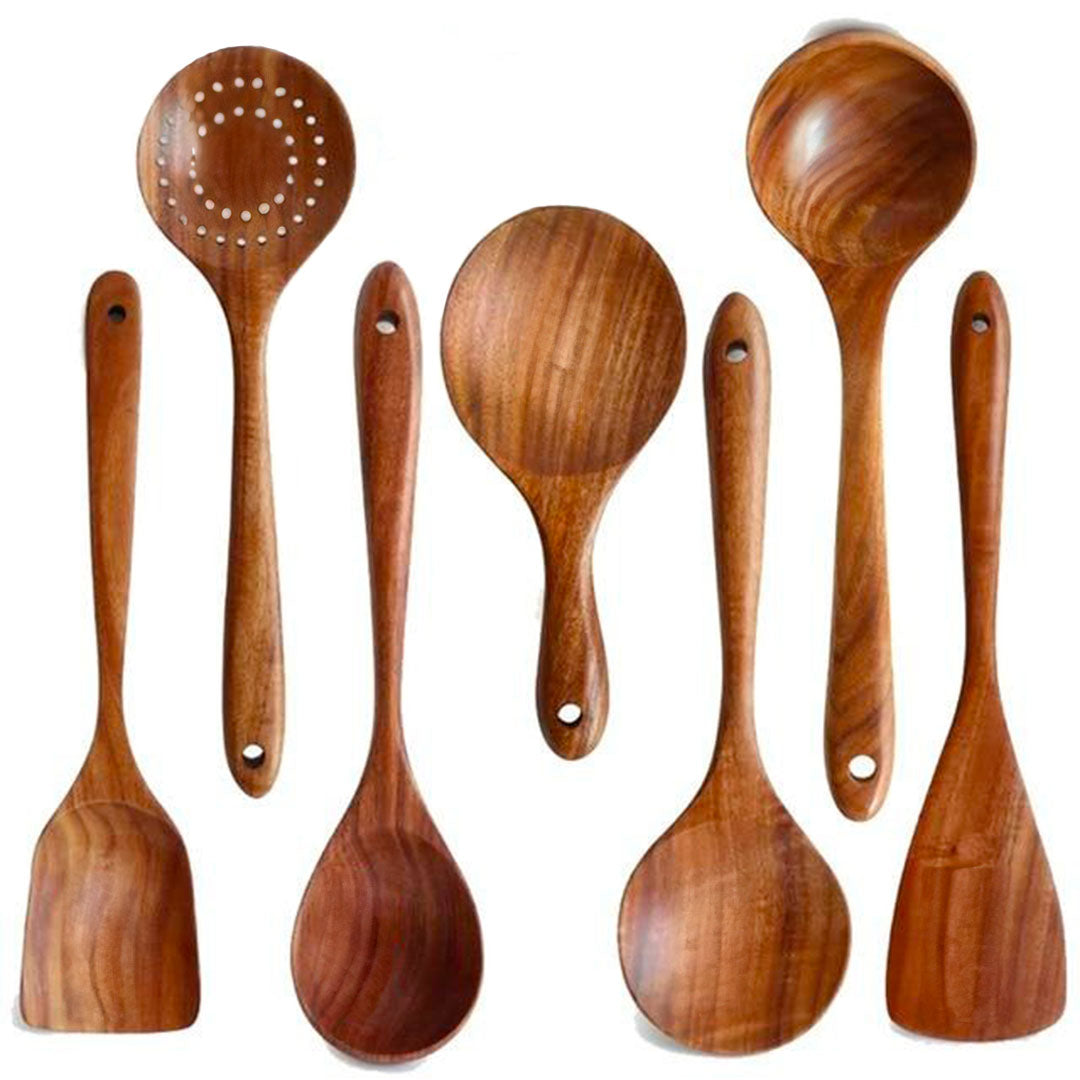 Ensemble de cuillères en bois de hêtre – 7 pièces