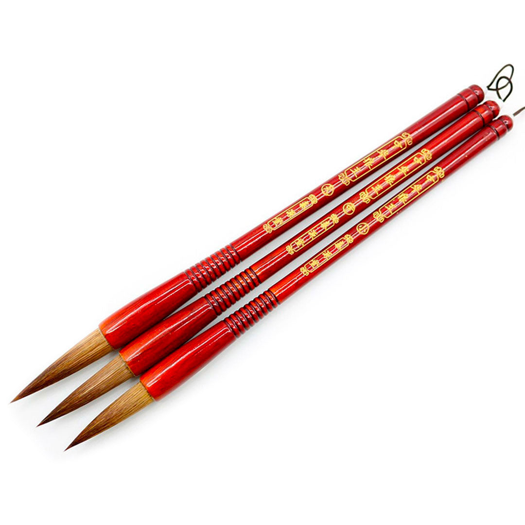 Pinceaux de Calligraphie Japonaise Traditionnelle en Bois Rouge