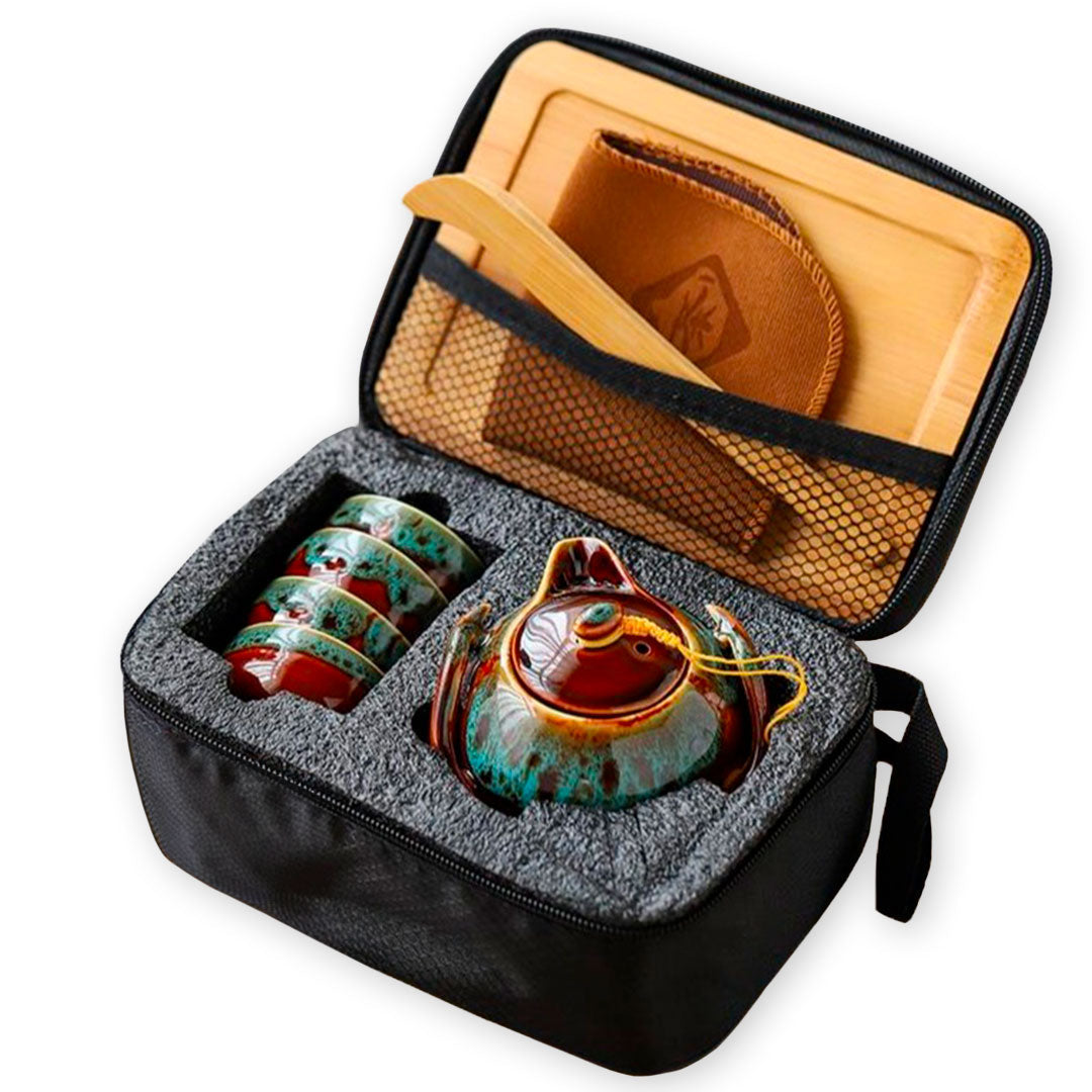 Set de théière de voyage en céramique avec accessoires